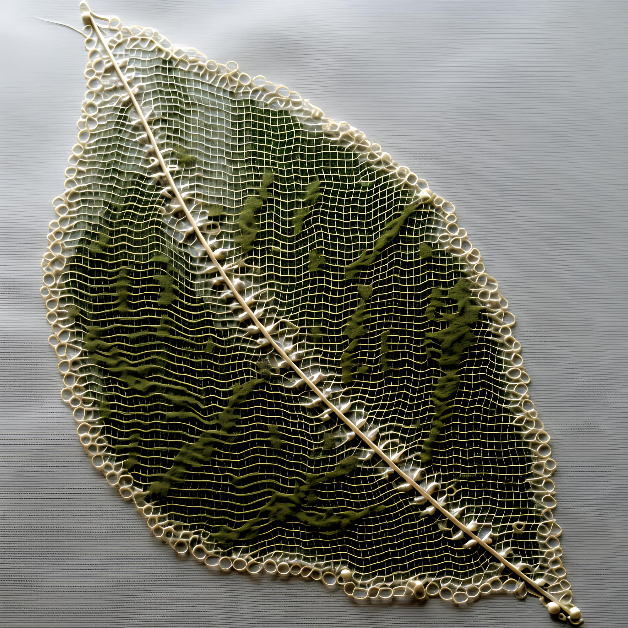 detail of metallic thread outlining a leaf motif